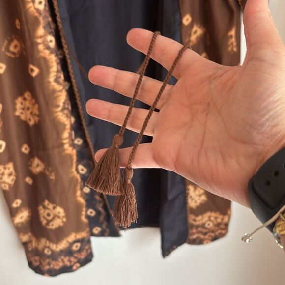 Soft Surroundings Radiant Splendor Topper Kimono Medium Black Brown Kimono Robe - Picture 5 of 8